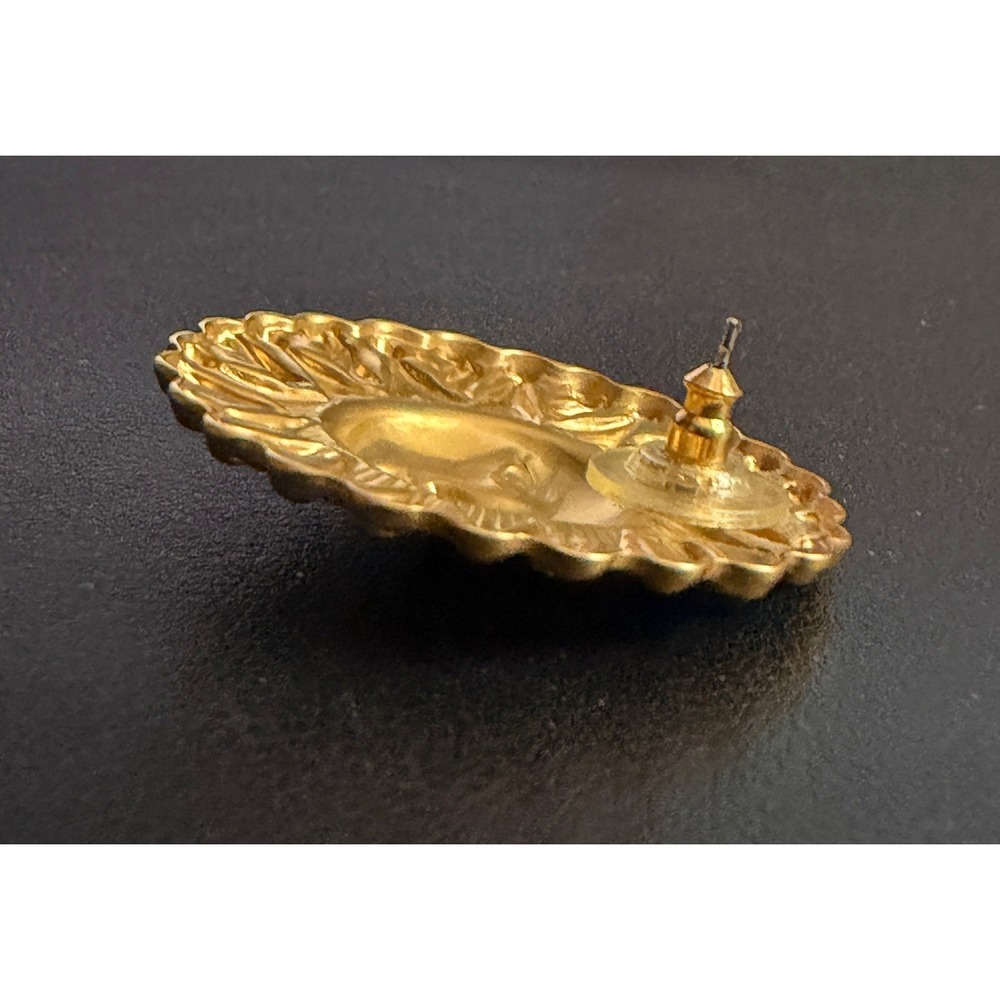 Sun Face Earrings Celestial Oversized Gold Tone Lightweight - Picture 6 of 7